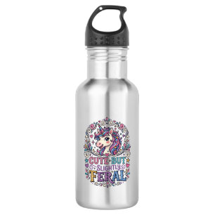 Unicorn Cute but Slightly Feral White Background C 532 Ml Water Bottle