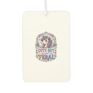 Unicorn Cute but Slightly Feral White Background C Car Air Freshener