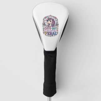Unicorn Cute but Slightly Feral White Background C Golf Head Cover