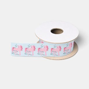 Unicorn Cute Girl Pink Blue Christmas Satin Ribbon