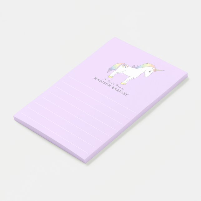 Unicorn Cute Kids Pastel Post-it Notes (Angled)