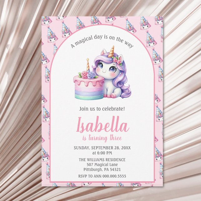 Unicorn Cute Magical Birthday Party Invitation (Creator Uploaded)
