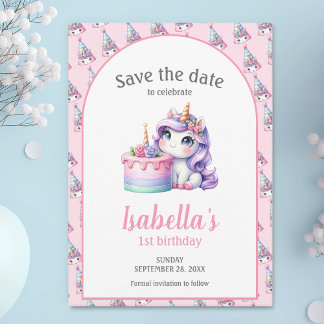 Unicorn Cute Magical Birthday Party Save The Date