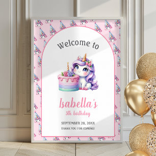 Unicorn Cute Magical Birthday Poster Welcome Sign