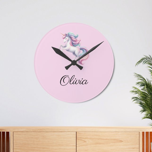 Unicorn Cute Magical Watercolor Round Clock (Creator Uploaded)