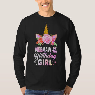 Unicorn Cute Meemaw Of The Birthday Girl  Mother's T-Shirt