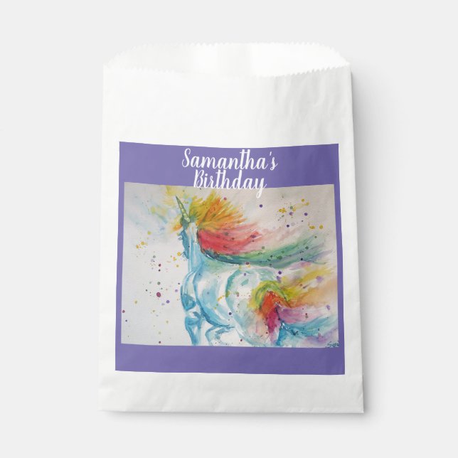 Unicorn Cute Rainbow pet Animal Party Favor Bags (Front)