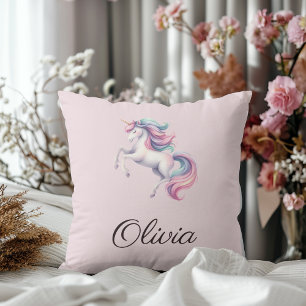 Unicorn Cute Watercolor Personalised Name Cushion
