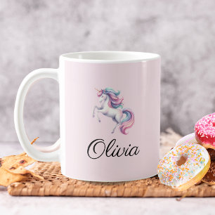 Unicorn Cute Watercolor Personalized Name Coffee Mug