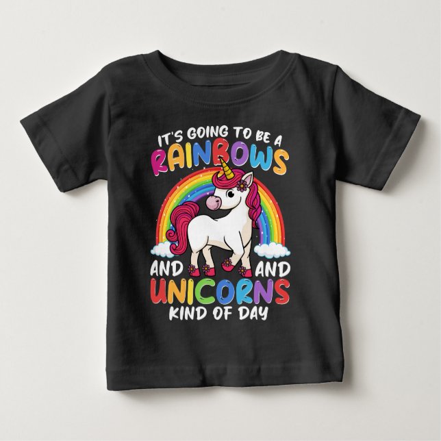 Unicorn Cute Whimsical Funny Rainbows And Unicorns Baby T-Shirt (Front)