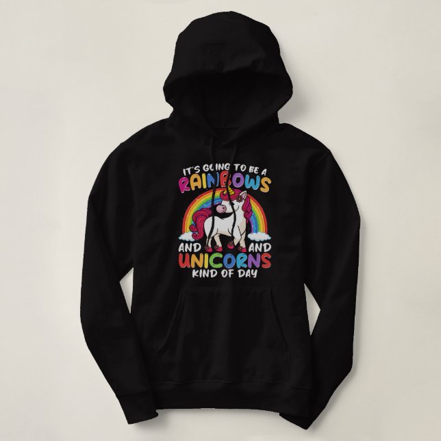 Unicorn Cute Whimsical Funny Rainbows And Unicorns Hoodie (Design Front)