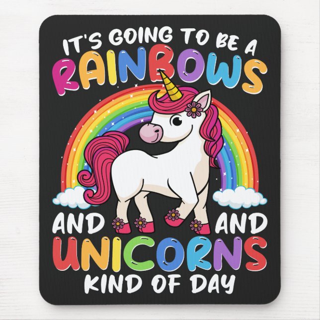 Unicorn Cute Whimsical Funny Rainbows And Unicorns Mouse Pad (Front)