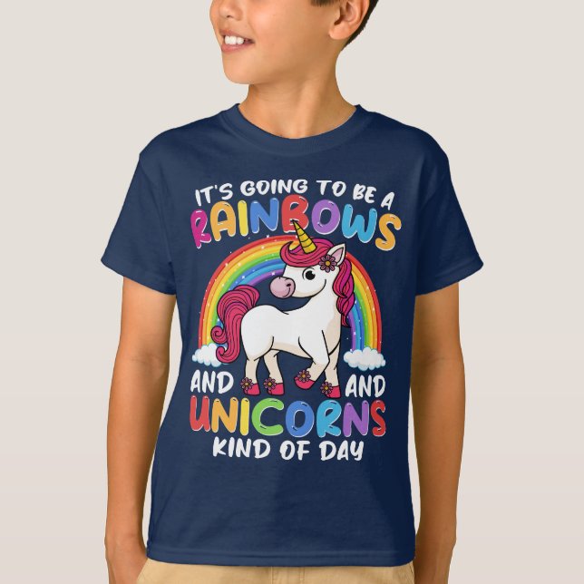 Unicorn Cute Whimsical Funny Rainbows And Unicorns T-Shirt (Front)
