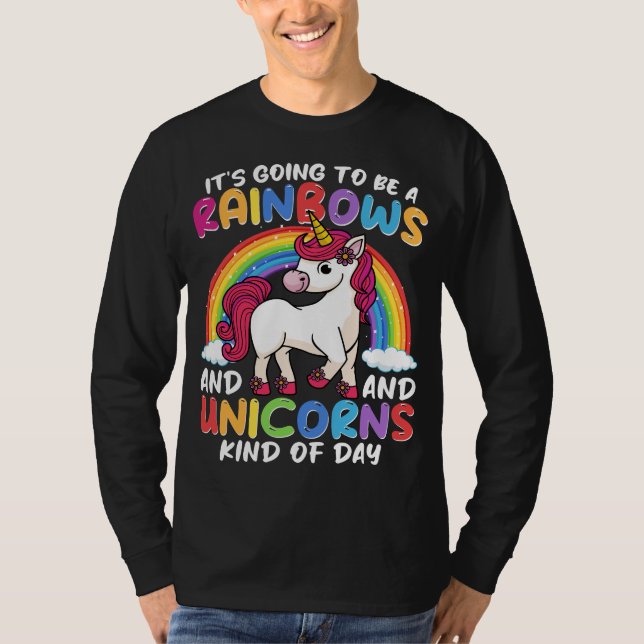 Unicorn Cute Whimsical Funny Rainbows And Unicorns T-Shirt (Front)