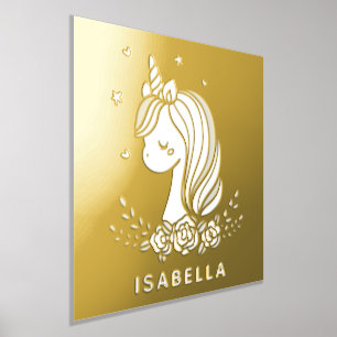 Unicorn Cute Whimsical Girly Personalised Name Foil Prints
