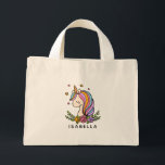 Unicorn Cute Whimsical Girly Personalised Name Mini Tote Bag<br><div class="desc">Unicorn Cute Whimsical Girly Pink Floral Personalised Name Tote Bag features a cute unicorn with stars,  hearts and flowers. Perfect for back to school,  book bags for girls,  birthday party gifts and favours,  personalised Christmas gifts for girls and more. Designed by ©Evco Studio www.zazzle.com/store/evcostudio</div>