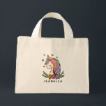 Unicorn Cute Whimsical Girly Personalised Name Mini Tote Bag<br><div class="desc">Unicorn Cute Whimsical Girly Pink Floral Personalised Name Tote Bag features a cute unicorn with stars,  hearts and flowers. Perfect for back to school,  book bags for girls,  birthday party gifts and favours,  personalised Christmas gifts for girls and more. Designed by ©Evco Studio www.zazzle.com/store/evcostudio</div>