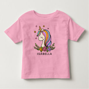 Unicorn Cute Whimsical Girly Personalised Name Toddler T-Shirt