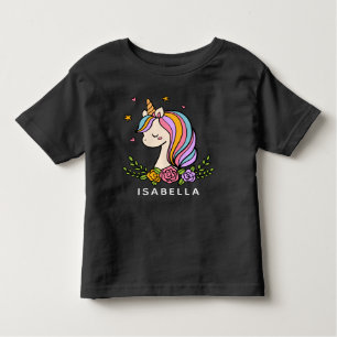 Unicorn Cute Whimsical Girly Personalised Name Toddler T-Shirt