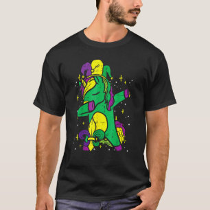 Unicorn Dab Jester Hat Mardi Gras Cute Girls Kids T-Shirt