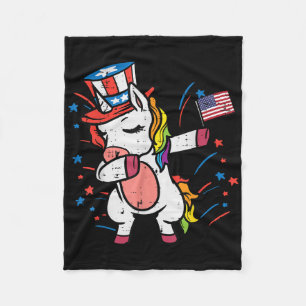 Unicorn Dab Us America Memorial Day 4th Of July Gi Fleece Blanket