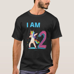 Unicorn Dabbing Birthday 2 Years Old T-Shirt