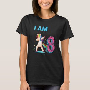 Unicorn Dabbing Birthday 8 Years Old T-Shirt