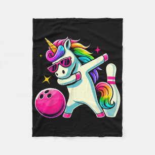 Unicorn Dabbing Bowling Birthday Girls Fleece Blanket