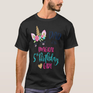 Unicorn Dad Of The 5th Birthday Girl Cute Matching T-Shirt