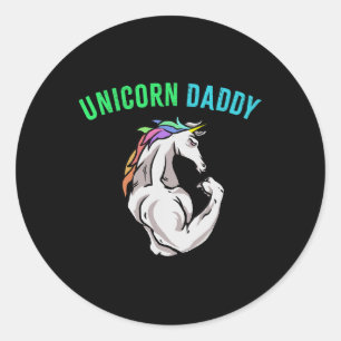 Unicorn Daddy - Funny Magical Fitness Bodybuilder Classic Round Sticker