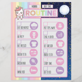 Unicorn Daily Night & Morning Routine Checklist