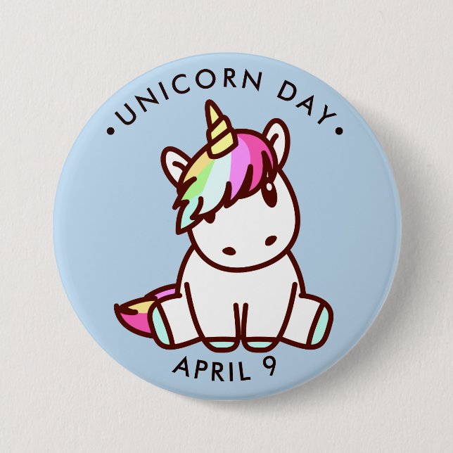 Unicorn Day, cute kawaii unicorn 7.5 Cm Round Badge (Front)