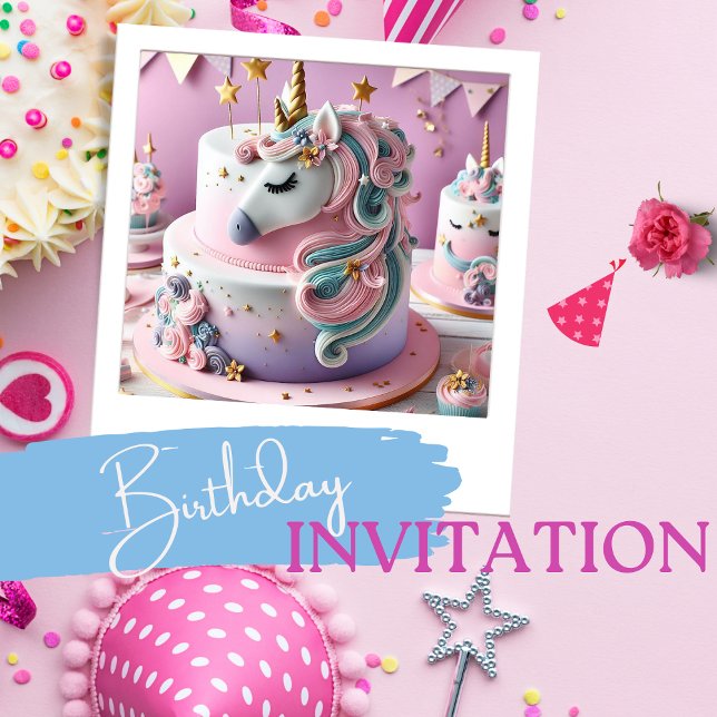 UNICORN DECORATED KIDS BIRTHDAY CAKE CARD (Creator Uploaded)