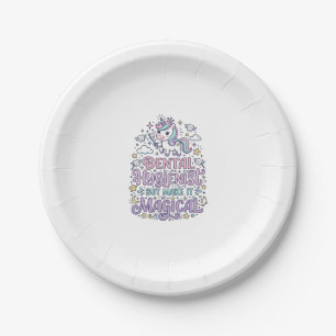 Unicorn Dental Hygienist but Make It Magical Cute Paper Plate