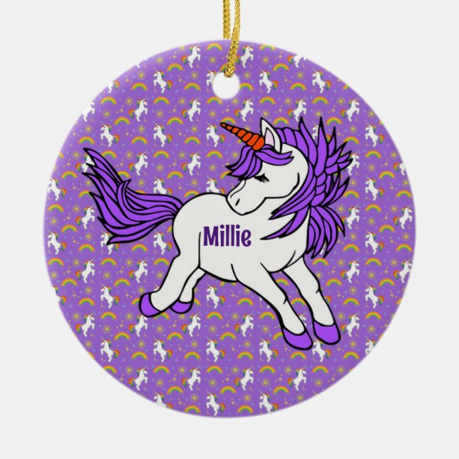 Unicorn Design Ceramic Ornament (Front)