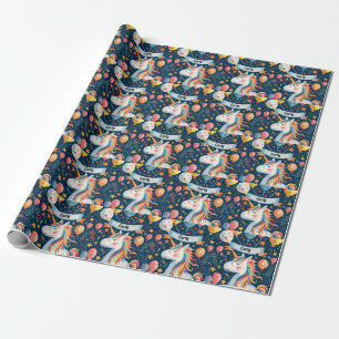 Unicorn design for kids wrapping paper