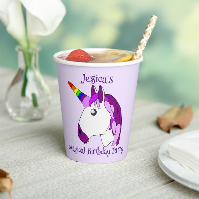 Unicorn Design Personalised Paper Cups (Insitu)