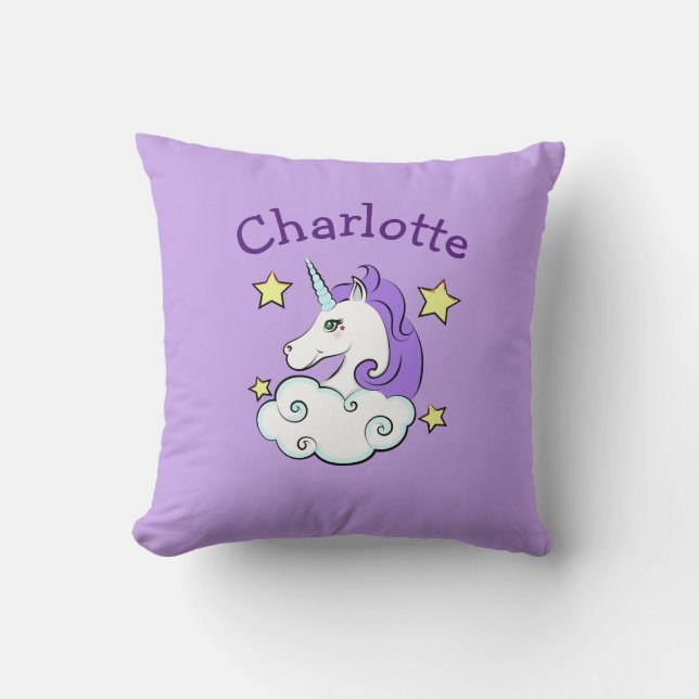 Unicorn Design Throw Pillow (Front)