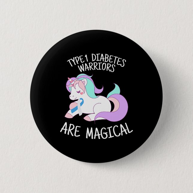 Unicorn Diabetes Warrior Gift  6 Cm Round Badge (Front)