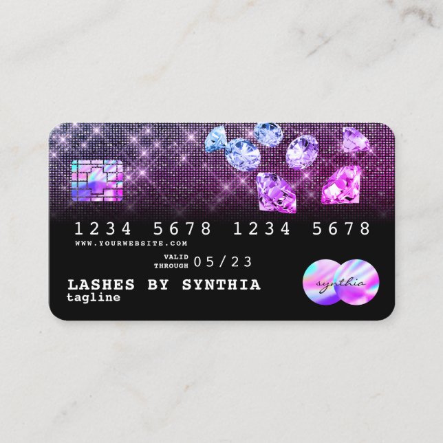 Unicorn Diamonds Glitter Credit Card Style modern (Front)