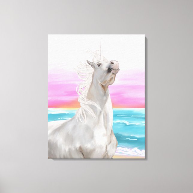 Unicorn Digital Oil Painting On Canvas Print (Front)