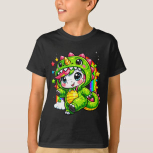 Unicorn Dinosaur Colourful Costume Cosplay Rainbow T-Shirt