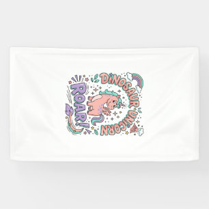 Unicorn Dinosaur Unicorn Roar Retro Style T-Shirt Banner