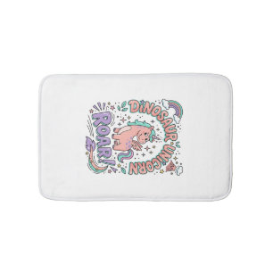 Unicorn Dinosaur Unicorn Roar Retro Style T-Shirt  Bath Mat
