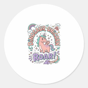 Unicorn Dinosaur Unicorn Roar Retro Style T-Shirt  Classic Round Sticker