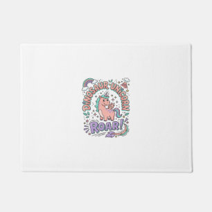 Unicorn Dinosaur Unicorn Roar Retro Style T-Shirt  Doormat