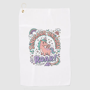 Unicorn Dinosaur Unicorn Roar Retro Style T-Shirt  Golf Towel