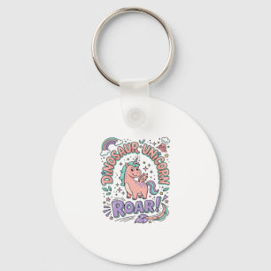 Unicorn Dinosaur Unicorn Roar Retro Style T-Shirt  Key Ring