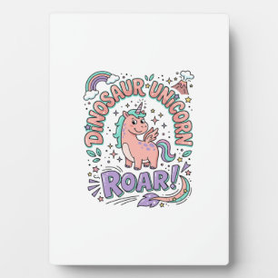 Unicorn Dinosaur Unicorn Roar Retro Style T-Shirt  Plaque