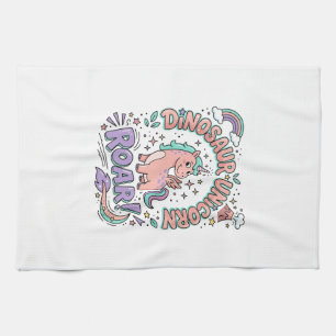 Unicorn Dinosaur Unicorn Roar Retro Style T-Shirt  Tea Towel